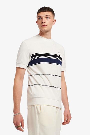 White Fred Perry M8802 Men's T Shirts | PH 1723OKIR